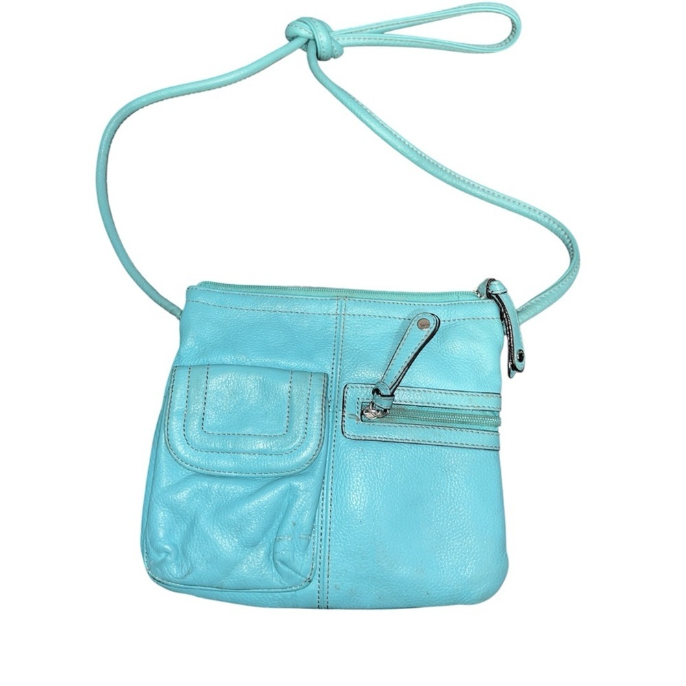 Tignanello Pebble Leather Teal Crossbody Bag Like New